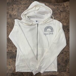 Virginia Beach White Zip-Up Hoodie